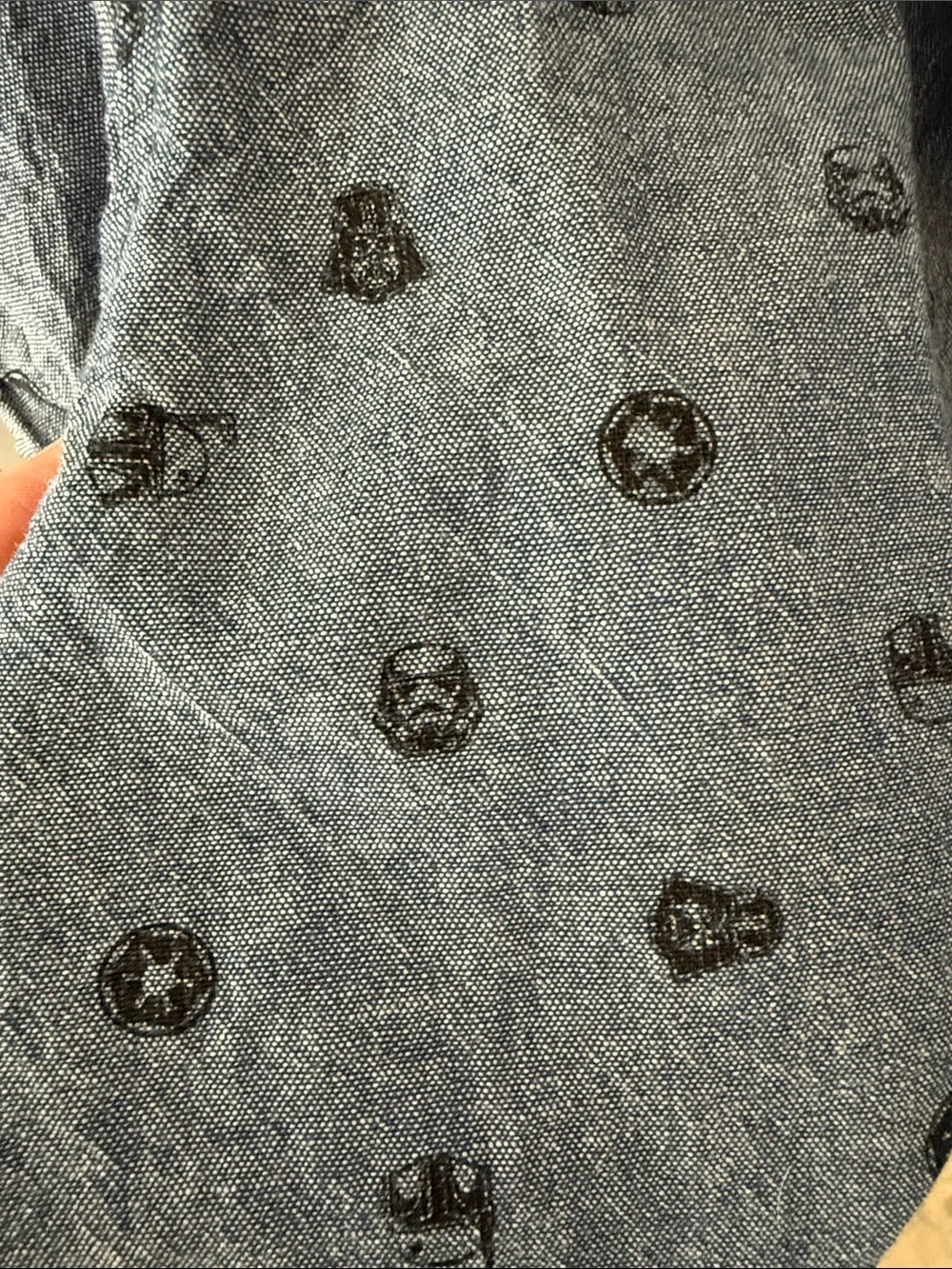 Star Wars Light Blue Short-Sleeve Button-Down Shirt with Printed Motifs